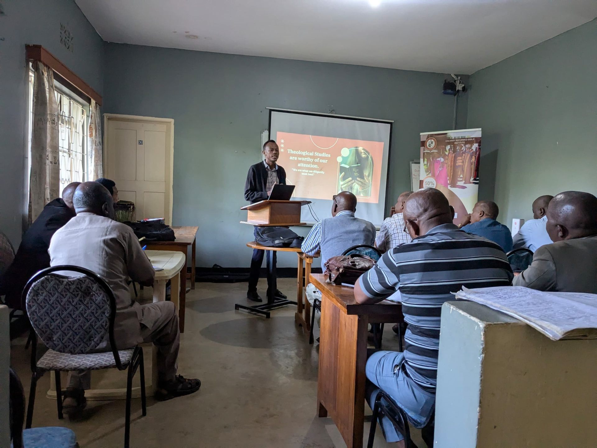 CRBI faculty teaching theology — "We are what we diligently seek."